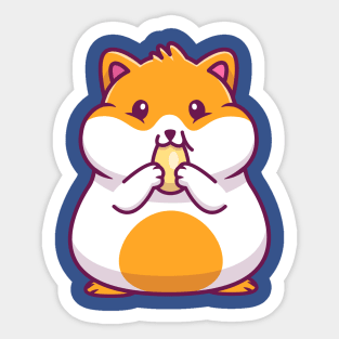 Cute Hamster Eating Sunflower Seed Cartoon (2) Sticker